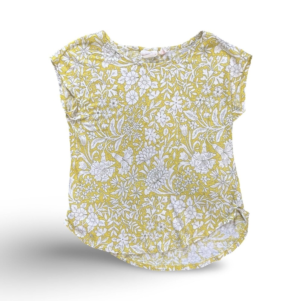 Rachel Ashwell Womens Yellow Floral 100% Linen Knit Scoop Neck Top Small - Picture 2 of 6